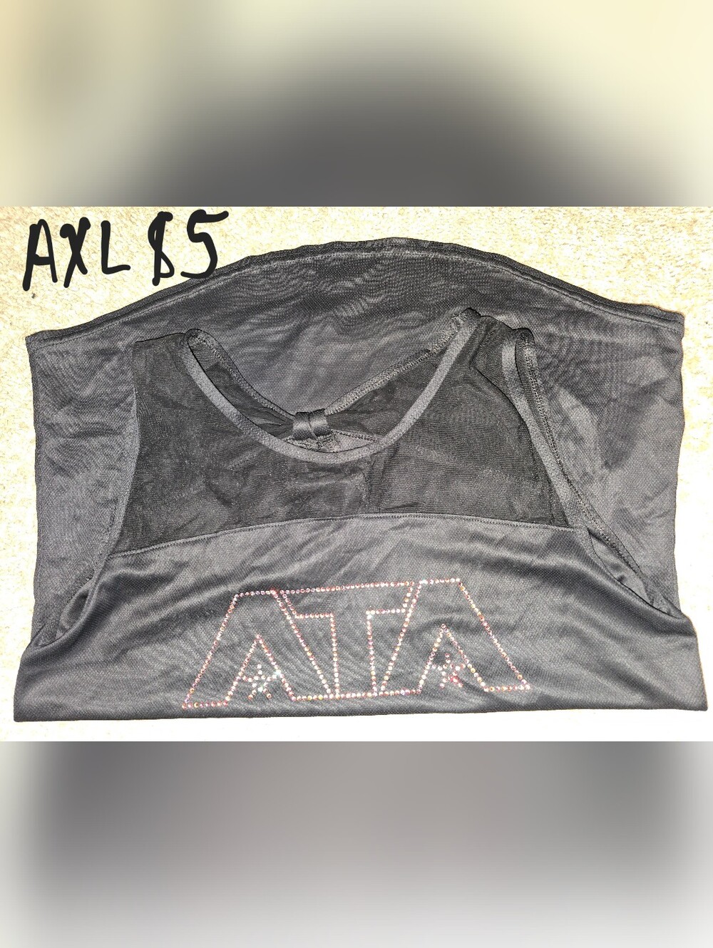 Black Athletic Tank Top with Rhinestone Logo